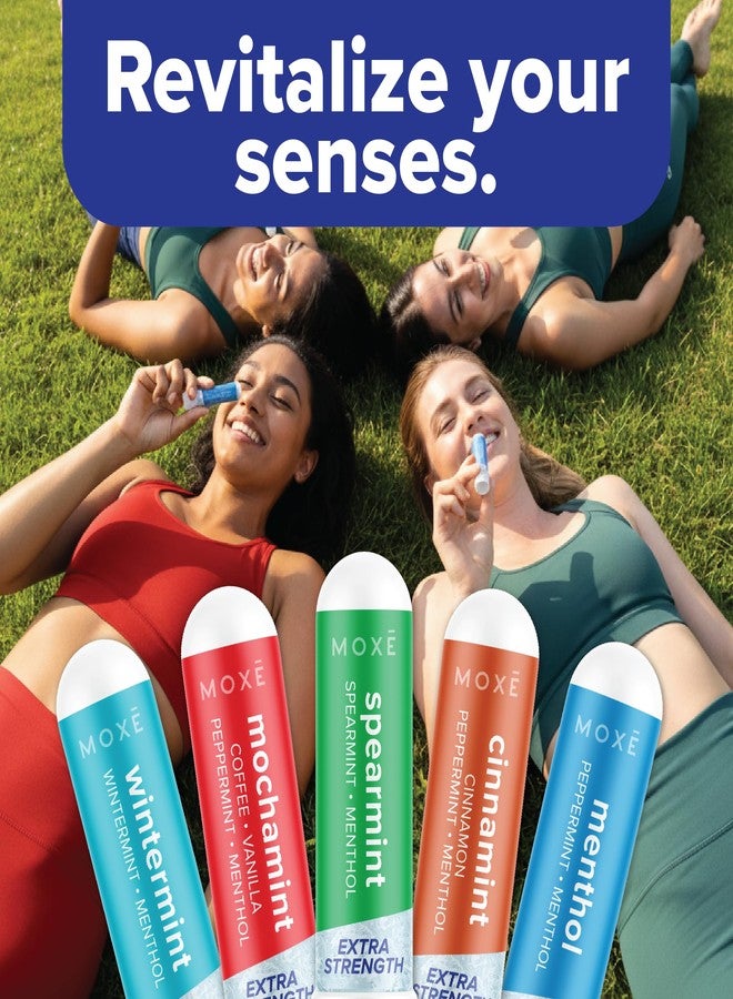 MOXE MOXĒ Extra Strength Nasal Inhaler Variety Pack | 5 Powerful Aromatherapy Blends for Sinus Relief, Clarity & Refreshing Energy | Spearmint, Cinnamint, Menthol, Peppermint Mocha & Wintermint - Image 4